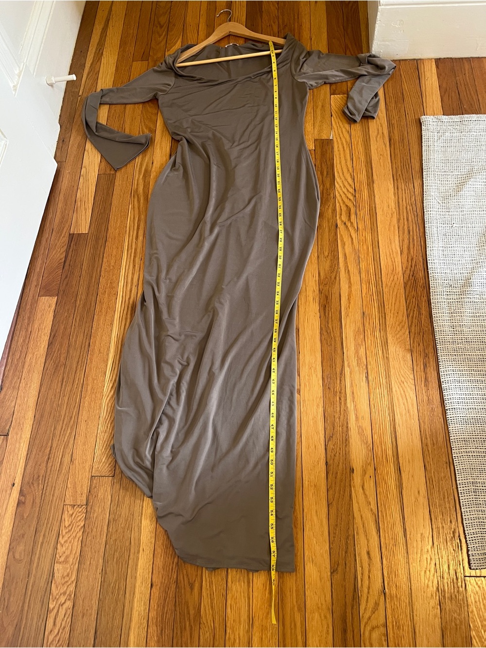 Meshki XXL Brown Long Sleeve Maxi Dress Bum Scrunch - Picture 7 of 8
